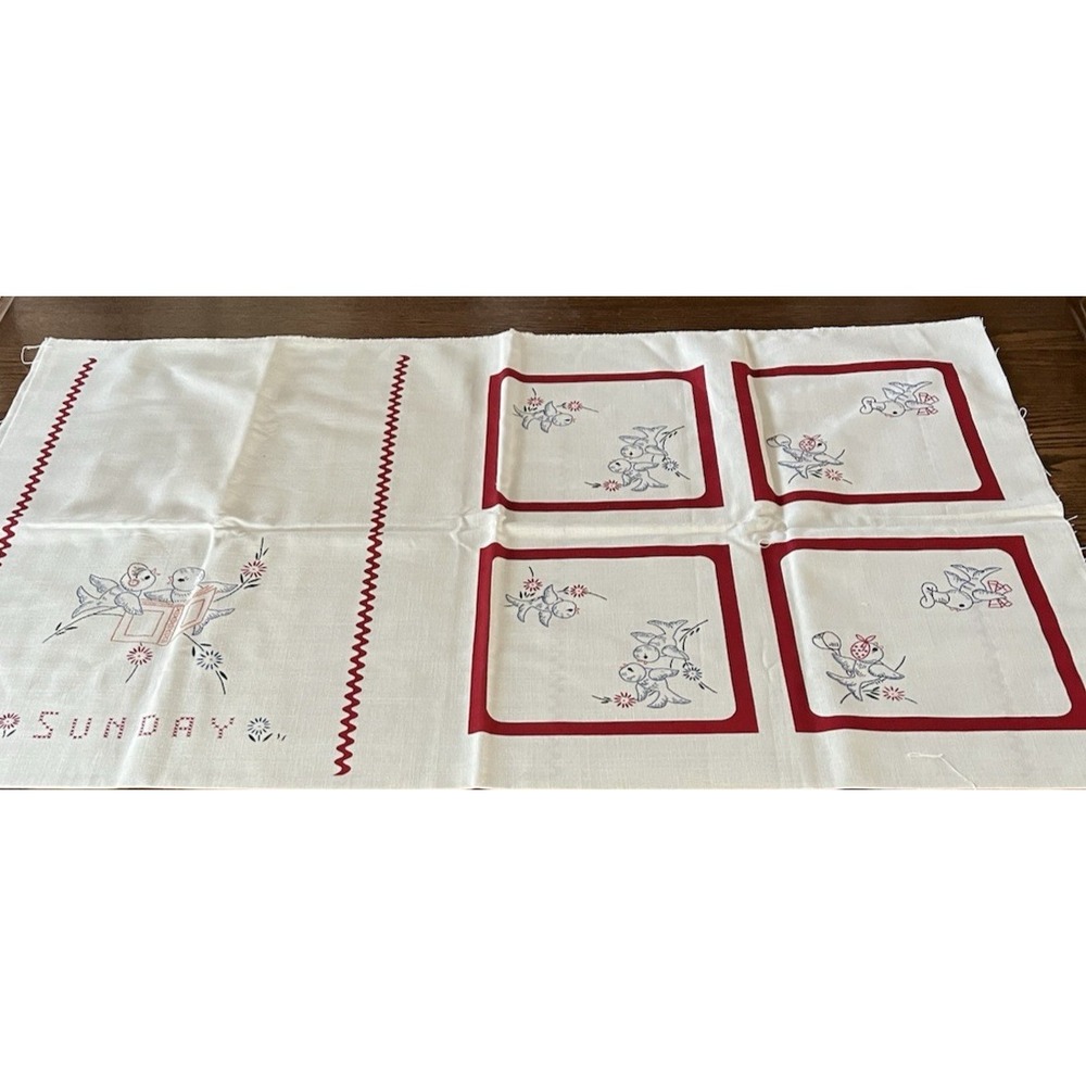 Momma's Apron Strings 2009 RJR 7 Day Bird Floral Kitchen Towels Cotton Set